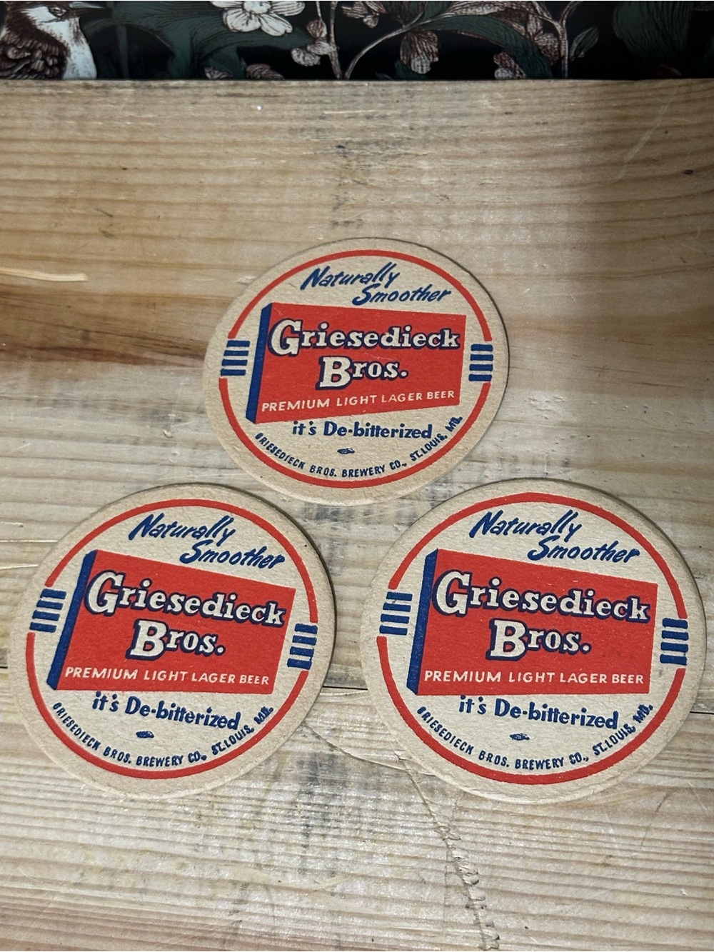 VINTAGE GRIESEDIECK BROTHERS BEER COASTER DE-BITERIZED SAINT LOUIS MO 3.25"